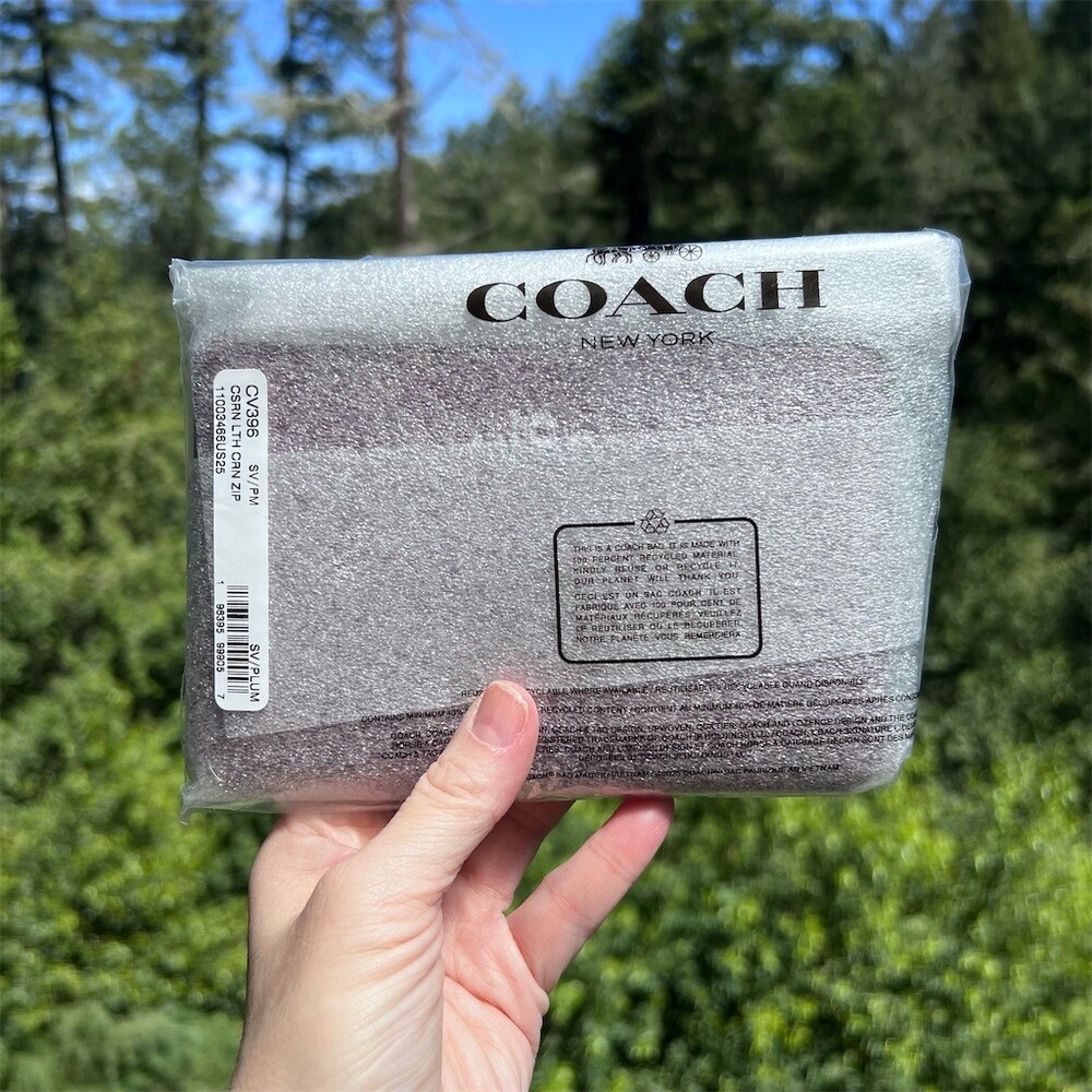 COACH Corner Zip Wristlet Purple Plum with Silver Hardware CV396 NWT - Picture 7 of 8